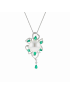 18KG 14.1mm Natural Color South Sea White Pearl Emerald Diamond Necklace