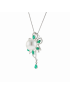18KG 14.1mm Natural Color South Sea White Pearl Emerald Diamond Necklace