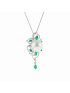 18KG 14.1mm Natural Color South Sea White Pearl Emerald Diamond Necklace
